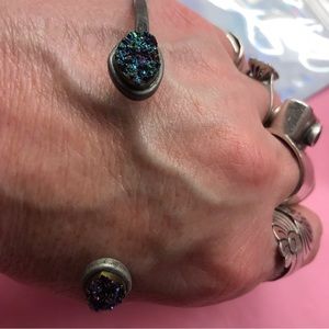 Upper Arm band cuff crystal glitter bracelet iridescent purple blue vintage